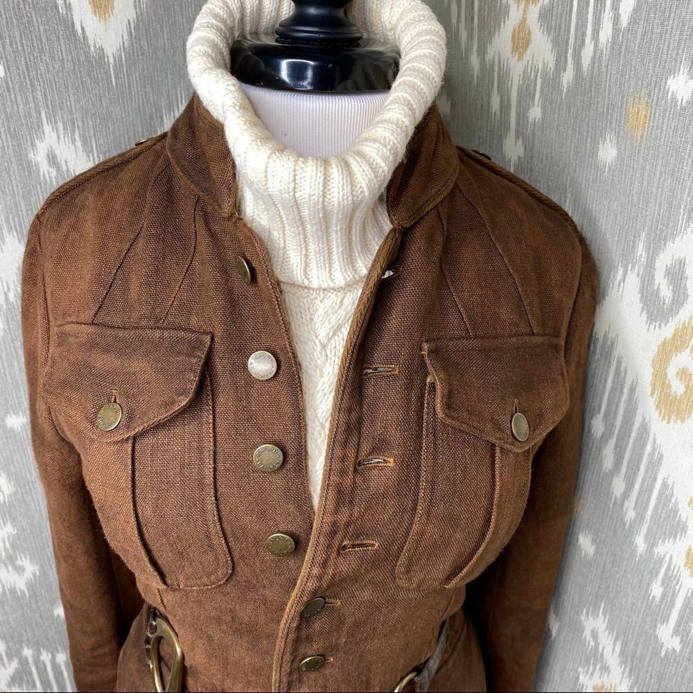 Ralph Lauren Collection Italian Linen Winslow Antique Brown Field Jacket - Picture 7 of 16